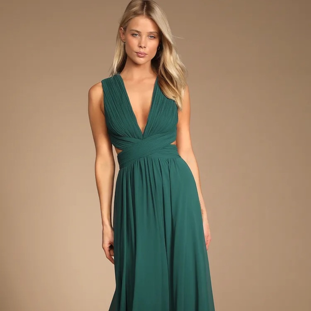 Lulu's Vivid Imagination Emerald Green Cutout Maxi Dress